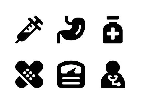 Simple Set of Medical Related Vector Solid Icons Stock Illustration