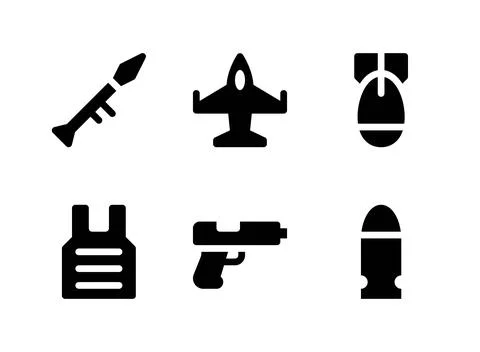 Simple Set of Military Related Vector Solid Icons Stock Illustration