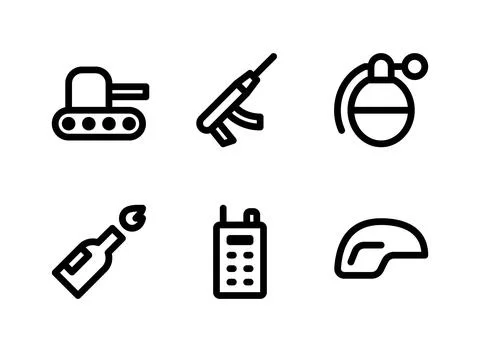 Simple Set of Military Related Vector Line Icons Stock Illustration