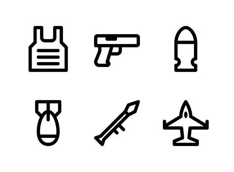 Simple Set of Military Related Vector Line Icons Stock Illustration