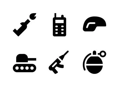 Simple Set of Military Related Vector Solid Icons Stock Illustration