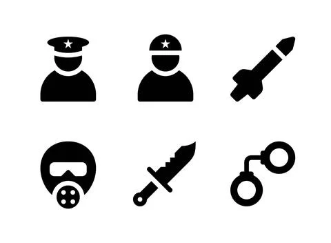 Simple Set of Military Related Vector Solid Icons Stock Illustration