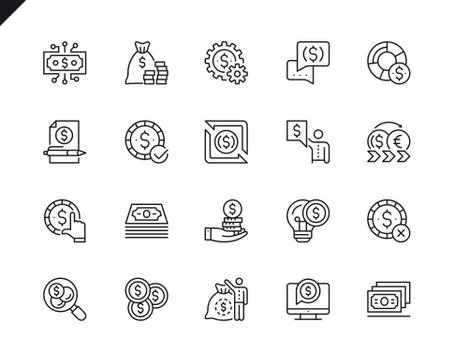 Simple Set of Money Related Vector Line Icons Stock Illustration