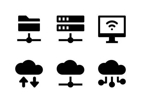 Simple Set of Network Related Vector Solid Icons Stock Illustration