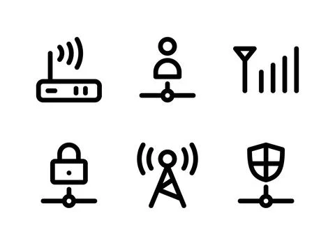 Simple Set of Network Related Vector Line Icons Stock Illustration