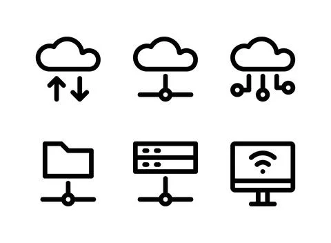 Simple Set of Network Related Vector Line Icons Stock Illustration