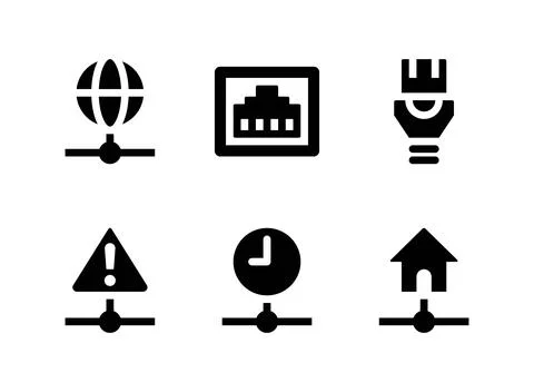 Simple Set of Network Related Vector Solid Icons Stock Illustration