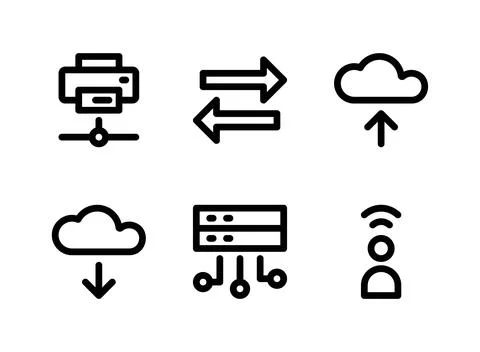 Simple Set of Network Related Vector Line Icons Stock Illustration