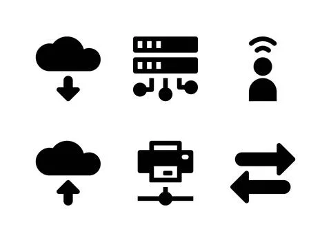 Simple Set of Network Related Vector Solid Icons Stock Illustration
