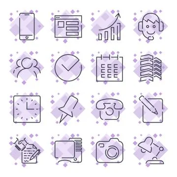 Simple Set of Office Related Vector Line Icons. Contains such Icons as Busine Illustrazione stock