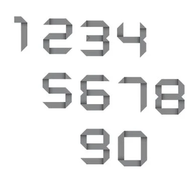 Simple set of origami numbers isolated on white background Stock Illustration