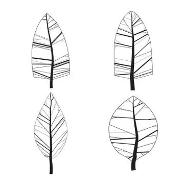 Simple set of ornamental trees. Isolated on white background Stock Illustration