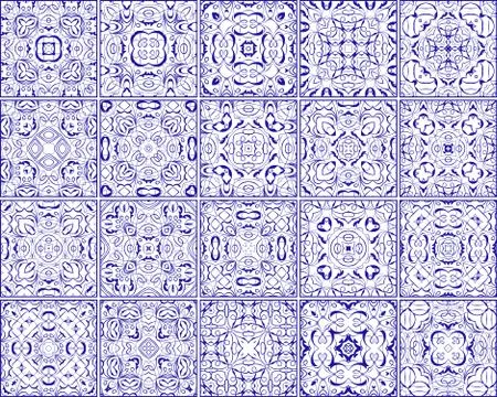 Simple set of ornate tiles Stock Illustration