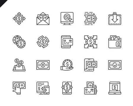 Simple Set of Payment Related Vector Line Icons Stock Illustration