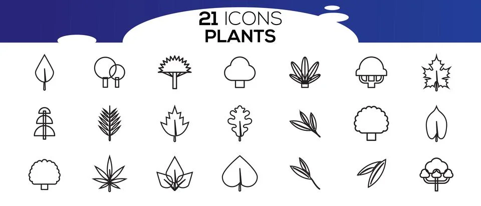 Simple Set of Plants Related Vector Line Icons. Stock Illustration