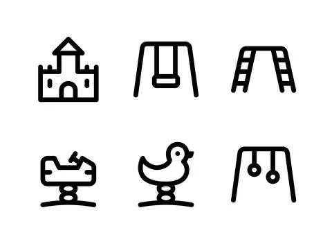 Simple Set of Playground Related Vector Line Icons Stock Illustration