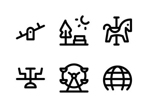 Simple Set of Playground Related Vector Line Icons Stock Illustration
