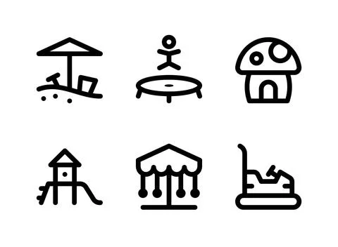 Simple Set of Playground Related Vector Line Icons Stock Illustration