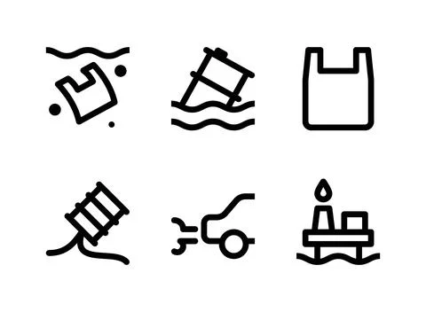 Simple Set of Pollution Related Vector Line Icons Stock Illustration