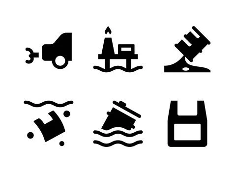 Simple Set of Pollution Related Vector Solid Icons Stock Illustration