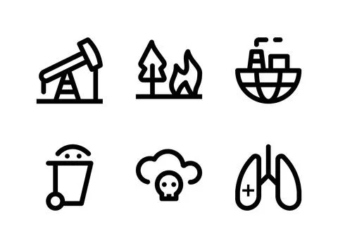 Simple Set of Pollution Related Vector Line Icons Stock Illustration