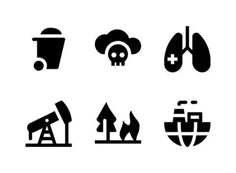 Simple Set of Pollution Related Vector Solid Icons Stock Illustration