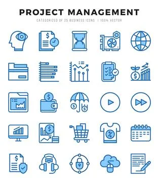 Simple Set of Project Management Related Vector Two Color Icons. Stock Illustration