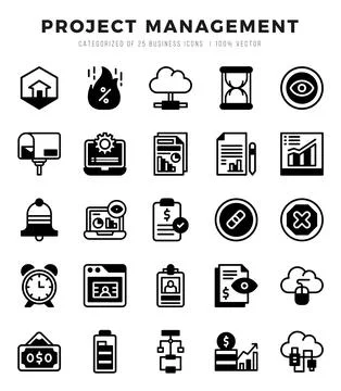 Simple Set of Project Management Related Vector Lineal Filled Icons. Stock Illustration