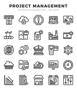 Simple Set of Project Management Related Vector Lineal Icons. Stock Illustration