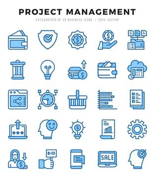 Simple Set of Project Management Related Vector Two Color Icons. Stock Illustration