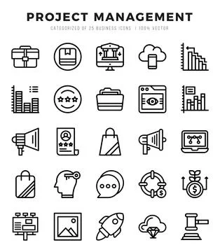 Simple Set of Project Management Related Vector Lineal Icons. Stock Illustration