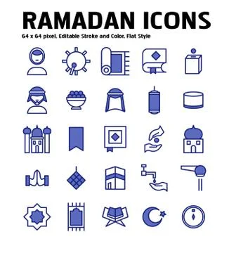 Simple Set of Ramadan Vector Flat Icons Stock Illustration