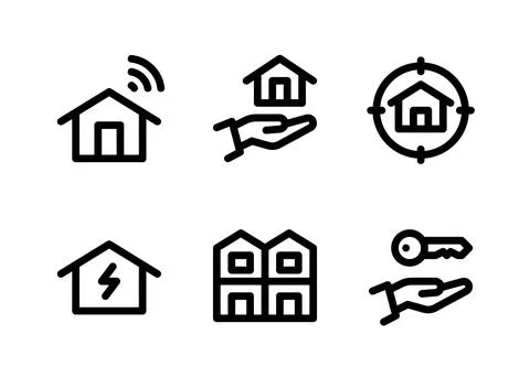 Simple Set of Real Estate Related Vector Line Icons Stock Illustration