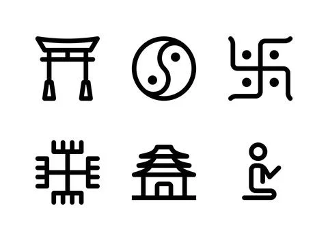 Simple Set of Religion Related Vector Line Icons Stock Illustration