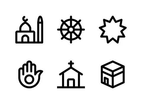 Simple Set of Religion Related Vector Line Icons Stock Illustration