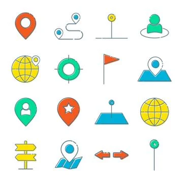 Simple Set of Route Related Vector Line Icons. Contains such Icons as Map with a Stock Illustration