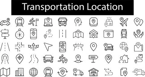 Simple Set of Route Related Vector Line Icons. Contains such Icons as Map w.. Stock Illustration
