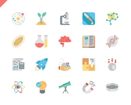 Simple Set Science Flat Icons for Website Stock Illustration