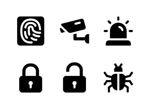 Simple Set of Security Related Vector Solid Icons Stock Illustration