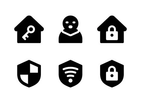 Simple Set of Security Related Vector Solid Icons Stock Illustration