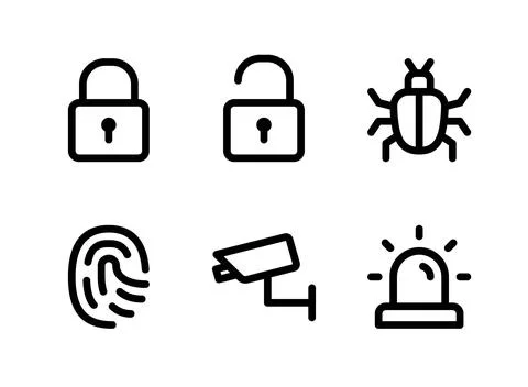 Simple Set of Security Related Vector Line Icons Stock Illustration
