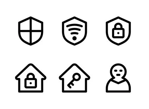 Simple Set of Security Related Vector Line Icons Stock Illustration