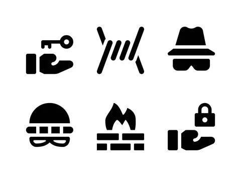 Simple Set of Security Related Vector Solid Icons Stock Illustration