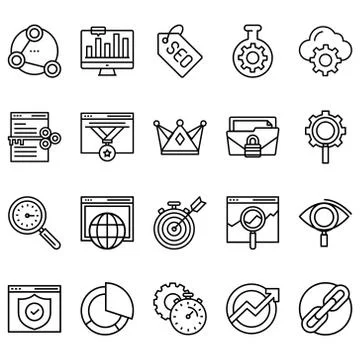 Simple Set of SEO Related Vector Line Icons. Stock Illustration