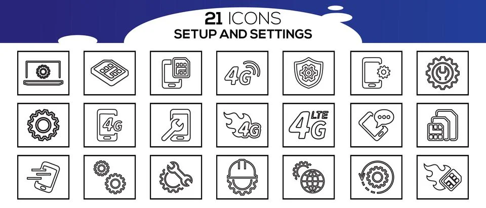 Simple Set of Setup and Settings Related Vector Line Icons. Illustrazione stock