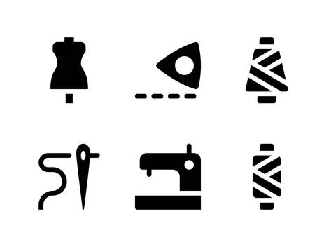 Simple Set of Sewing Related Vector Solid Icons Stock Illustration