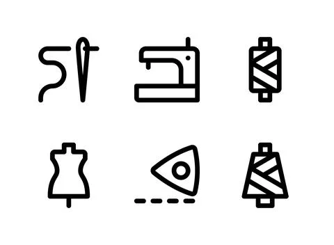 Simple Set of Sewing Related Vector Line Icons Stock Illustration