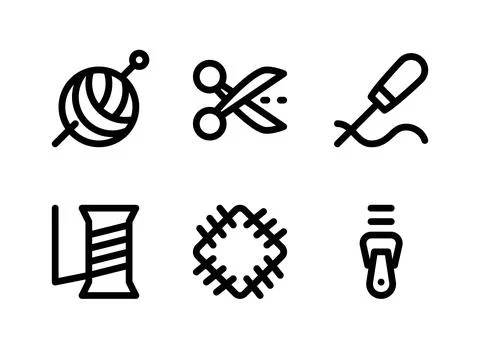 Simple Set of Sewing Related Vector Line Icons Stock Illustration