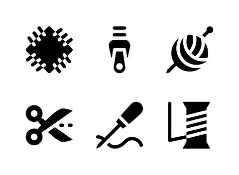 Simple Set of Sewing Related Vector Solid Icons Stock Illustration