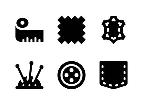 Simple Set of Sewing Related Vector Solid Icons Stock Illustration
